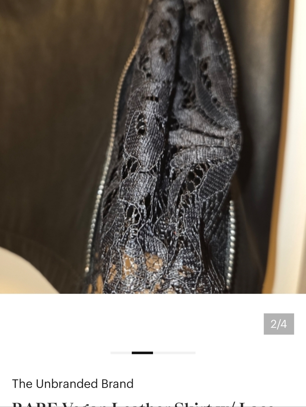 RARE Vegan Leather Skirt w/ Lace Zipper Reveal - M - Picture 4 of 4